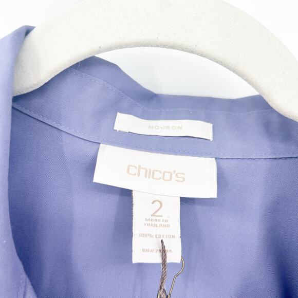 NWT Chicos Womens Pastel Lenora No Iron Effortless Cotton Button Up Shirt Size L - Picture 2 of 5